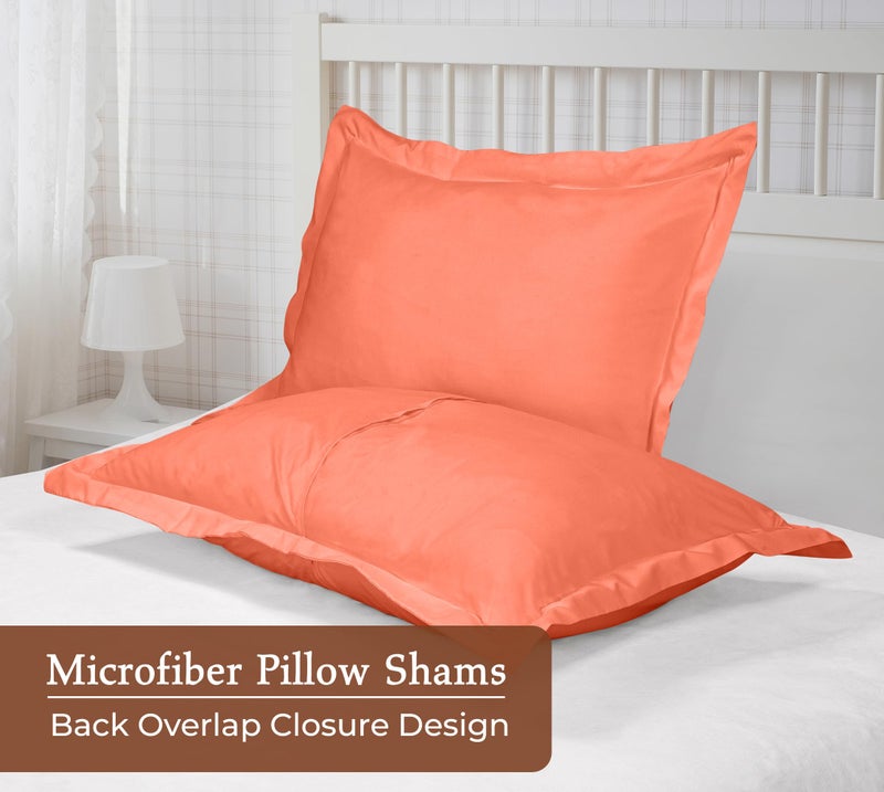 Royale Linens Pillow Shams 2 Pack Queen Size 20x30 Inch - Brushed 1800 Microfiber - Bed Pillow Shams  Wrinkle Resistant Super Soft and Cozy - Back Overlap Closure - Oxford Pillowcases (Queen  Coral) - Image 2
